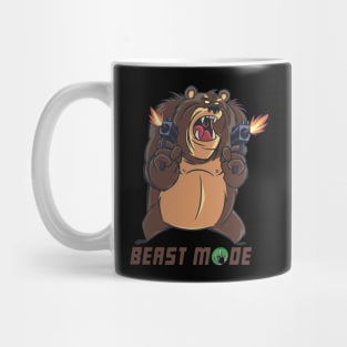 Beast mode graphic, gangster bear gone wild shooting guns cartoon, Men Women Mug